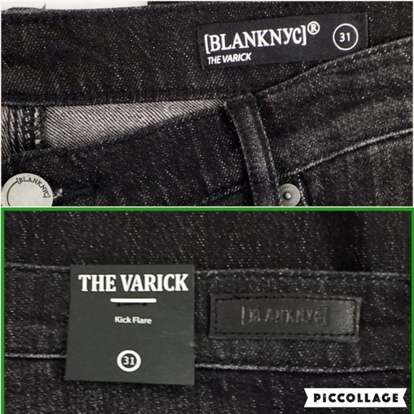 BLANK NYC The Varick Black Distressed Crop Flare Raw Hem Denim Jeans Women’s 31 - Picture 13 of 15
